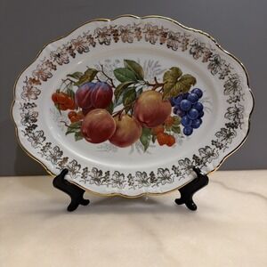 Vtg Fruit Plate Platter Kunst Palette Regnitzlosau Bavaria Germany LG 15" x 11"